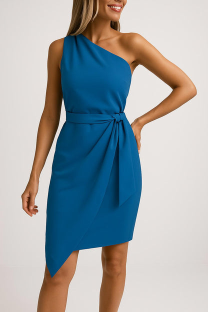 Sofie - One shoulder zomerjurk met tailleband