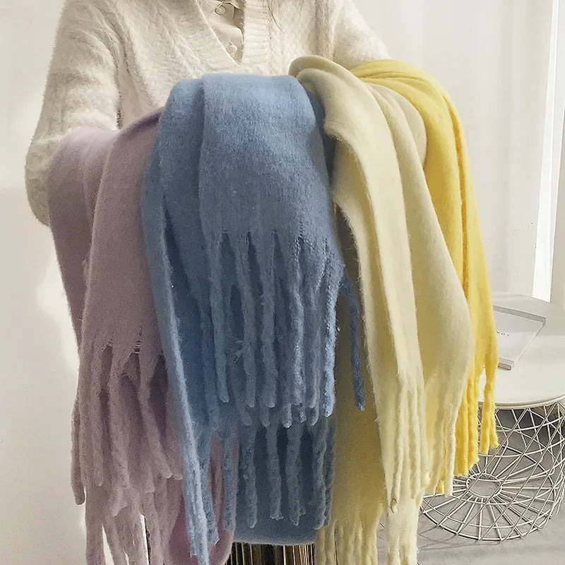 Warme Elegante Wintersjaal Met Stijlvolle Franjes Voor Vrouwen