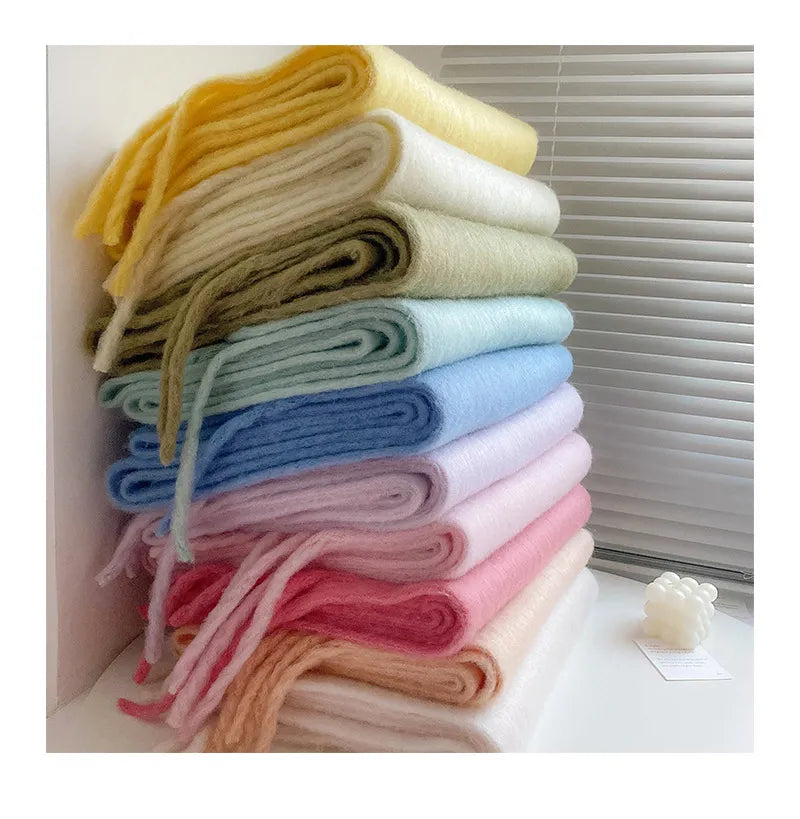 Warm Elegant Winter Scarf with Stylish Fringes for Women
