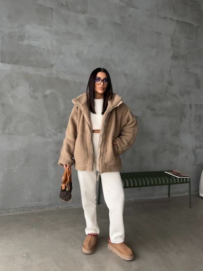 Winterse Oversized Dames Jas met Rits en Zakken