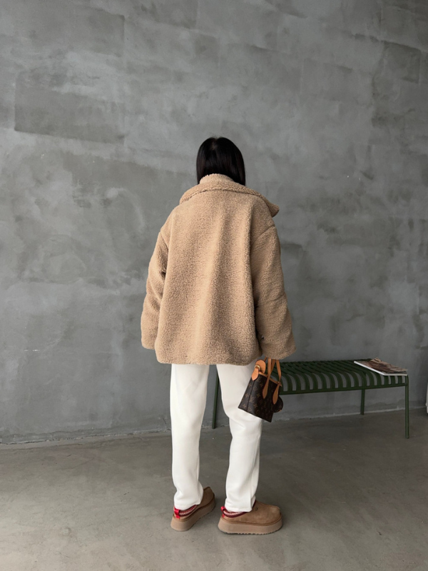Winterse Oversized Dames Jas met Rits en Zakken