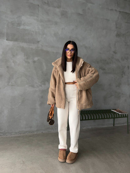 Winterse Oversized Dames Jas met Rits en Zakken