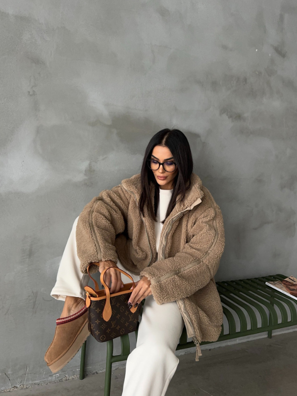 Winterse Oversized Dames Jas met Rits en Zakken
