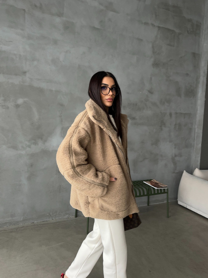 Winterse Oversized Dames Jas met Rits en Zakken