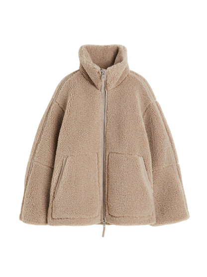 Winterse Oversized Dames Jas met Rits en Zakken