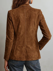 Aria | Women's Faux Suede Tailored Single-Breasted Cardigan Blazer 2