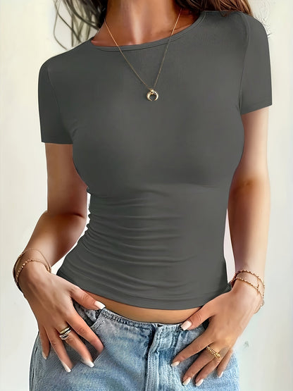 Kyana - Aansluitend basic T-shirt met stretch