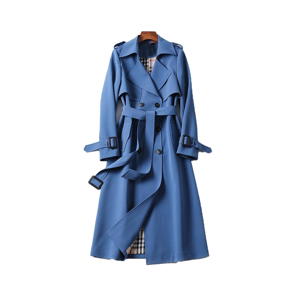 Dames Regenbestendige Lange Trenchcoat Met Ceintuur