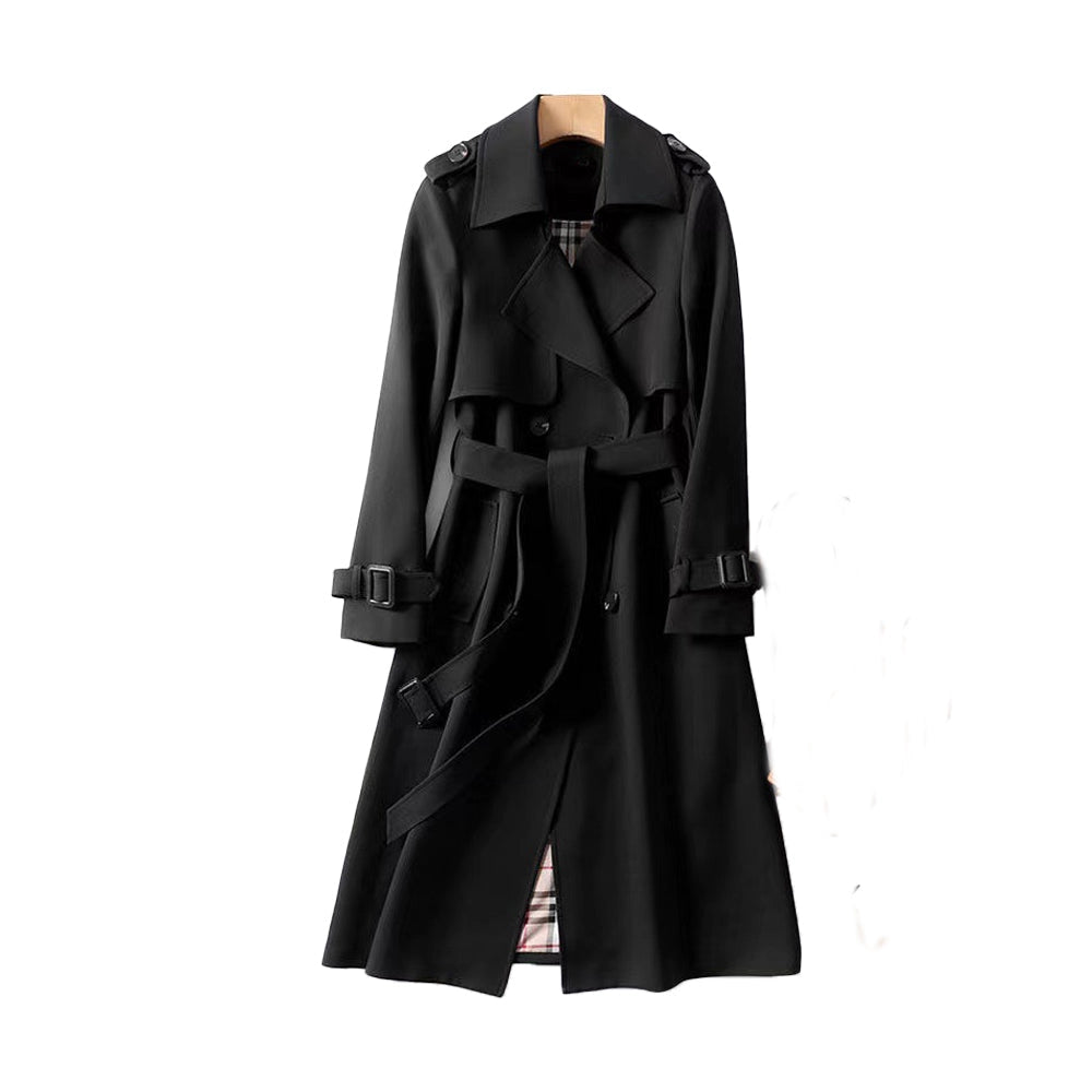 Dames Regenbestendige Lange Trenchcoat Met Ceintuur