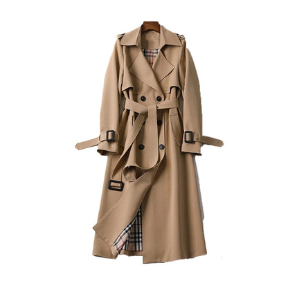 Dames Regenbestendige Lange Trenchcoat Met Ceintuur