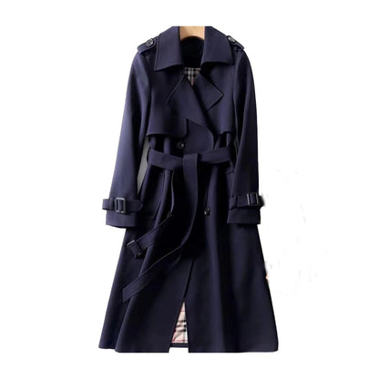 Dames Regenbestendige Lange Trenchcoat Met Ceintuur