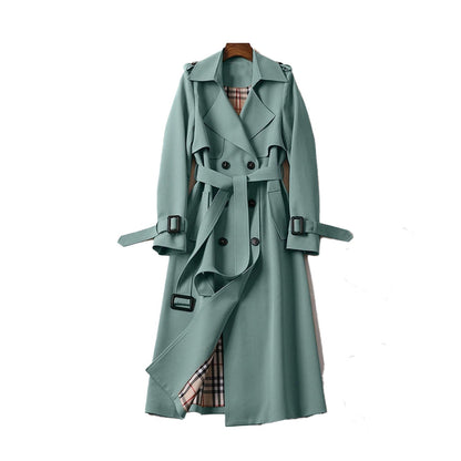 Dames Regenbestendige Lange Trenchcoat Met Ceintuur