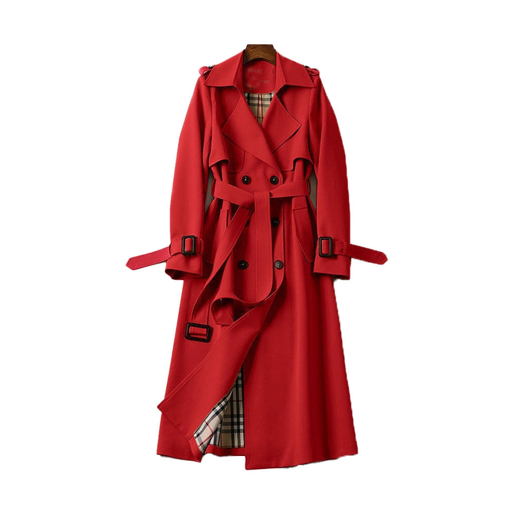 Dames Regenbestendige Lange Trenchcoat Met Ceintuur