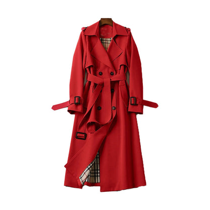 Dames Regenbestendige Lange Trenchcoat Met Ceintuur