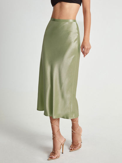 Emma - Satijnen Midi-Rok Elegante Hoge Taille