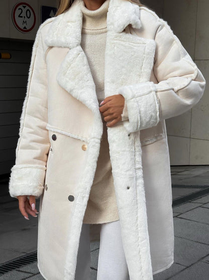 Dames Elegante Oversized Reverskraag Drukknopen Winterjas