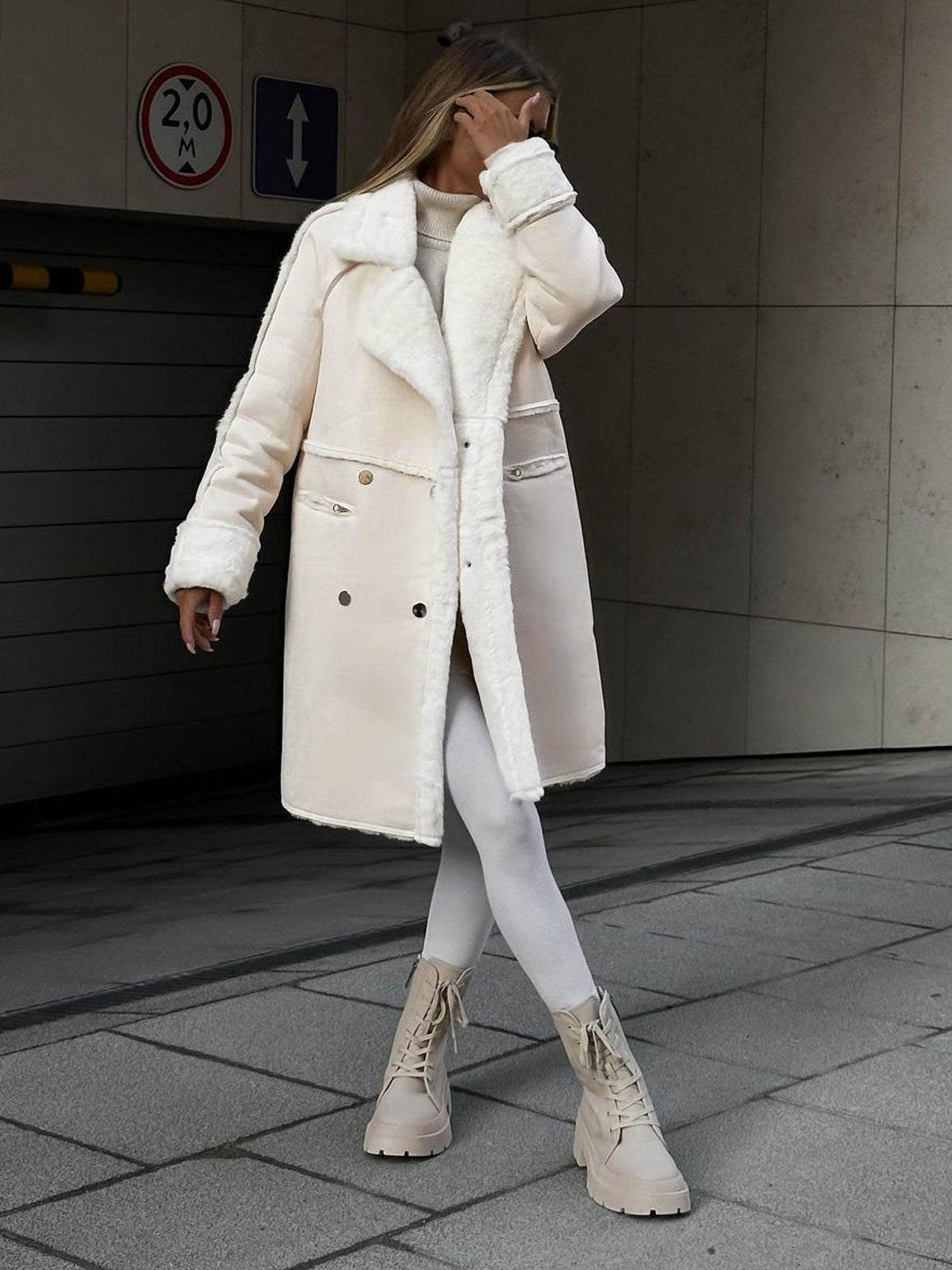 Dames Elegante Oversized Reverskraag Drukknopen Winterjas
