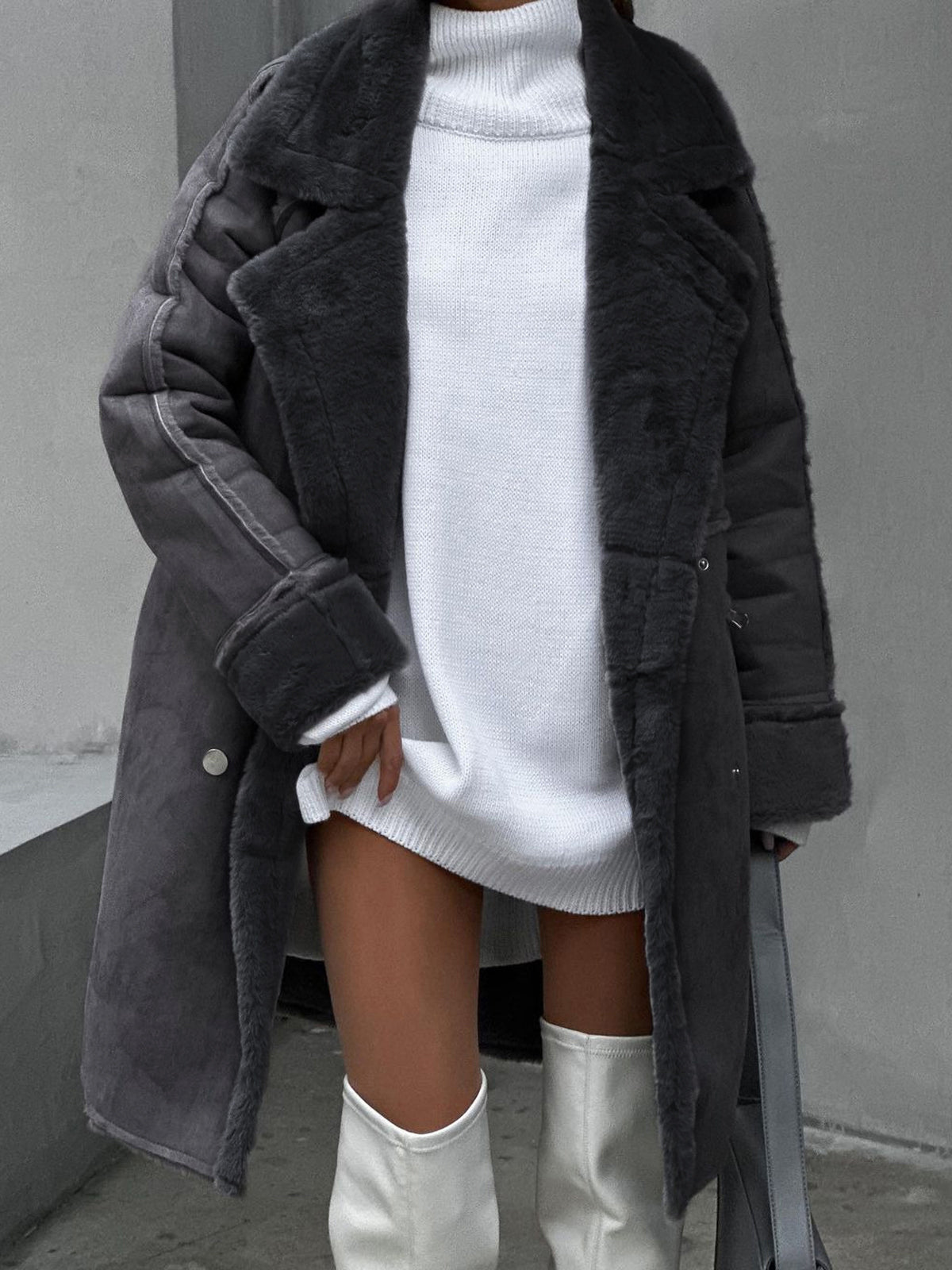Dames Elegante Oversized Reverskraag Drukknopen Winterjas