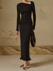 Dames Asymmetrische Top met Lange Mouwen en Elegante Pasvorm