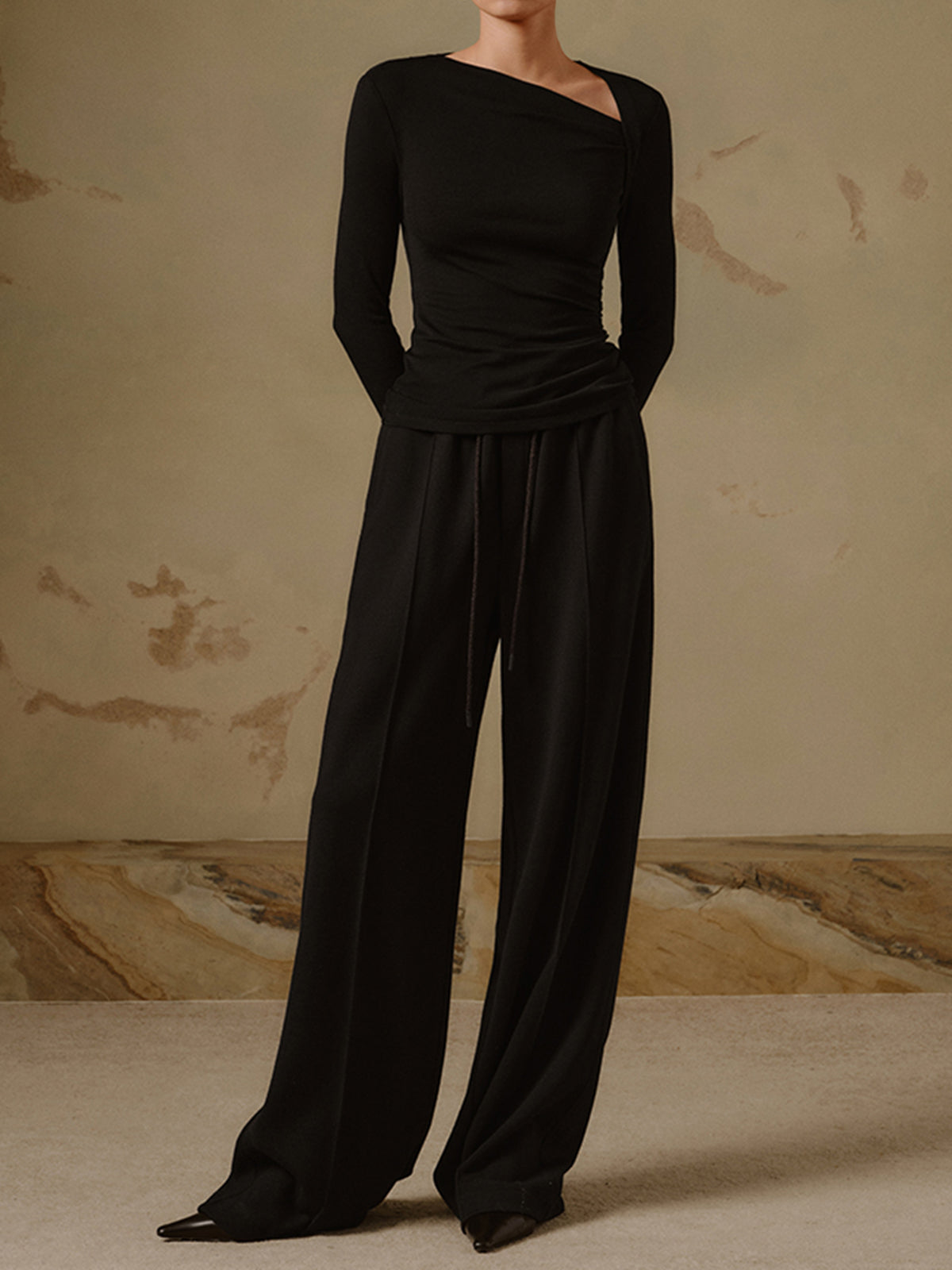 Dames Asymmetrische Top met Lange Mouwen en Elegante Pasvorm