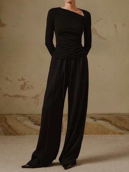 Dames Asymmetrische Top met Lange Mouwen en Elegante Pasvorm