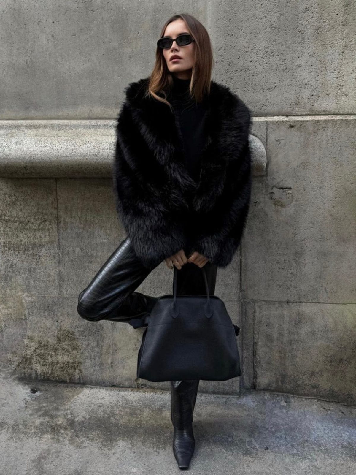 Zwarte Faux Fur Jas Kort Model Warm en Zacht voor Dames