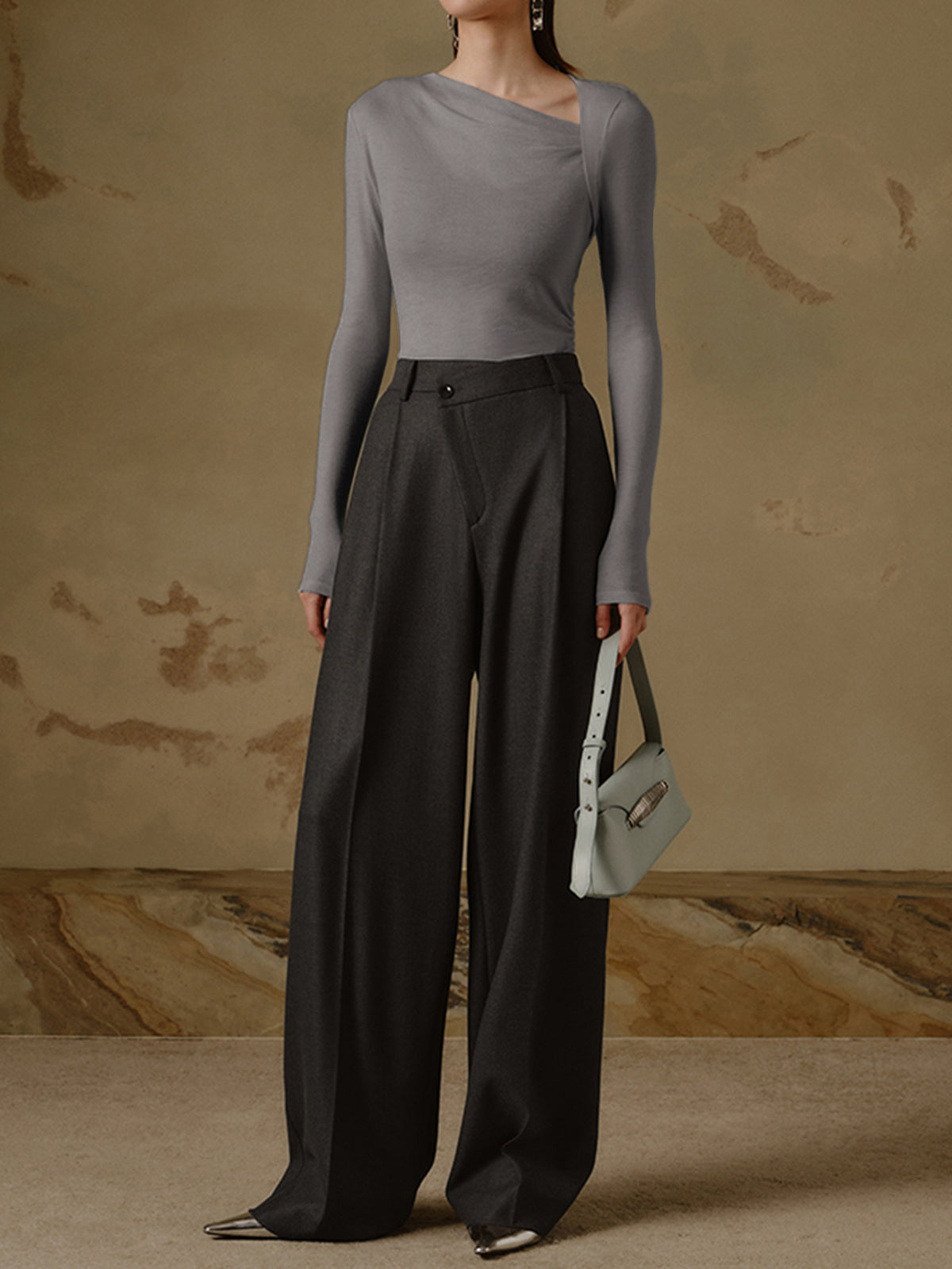 Dames Asymmetrische Top met Lange Mouwen en Elegante Pasvorm