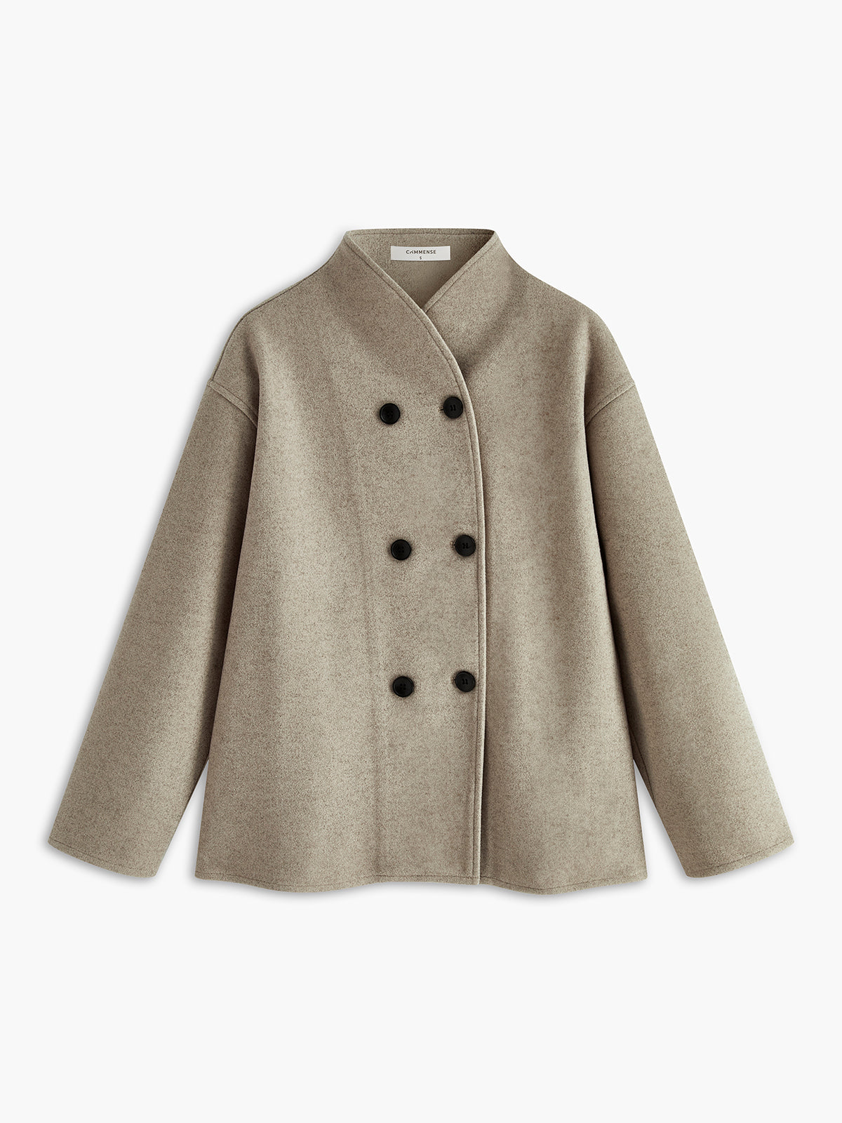 Dubbele Rij Knopen Peacoat Jas Elegant Zacht Oversized Vrouwen