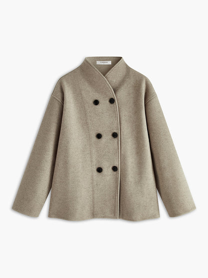 Dubbele Rij Knopen Peacoat Jas Elegant Zacht Oversized Vrouwen