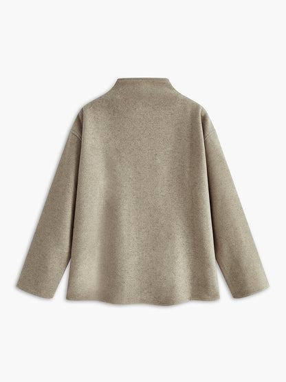 Dubbele Rij Knopen Peacoat Jas Elegant Zacht Oversized Vrouwen