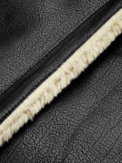 Vrouwen Leren Winterjas Zachte Teddyvoering Kort Model