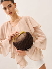 Ella & Rose - gewoven handtas met gouden hals