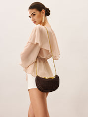 Ella & Rose - gewoven handtas met gouden hals