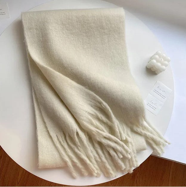 Warm Elegant Winter Scarf with Stylish Fringes for Women