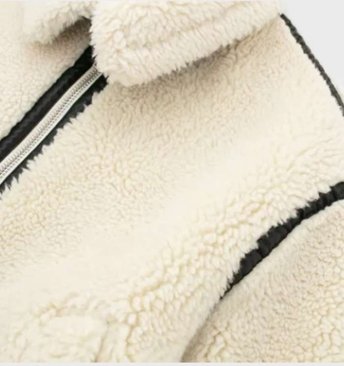 Beige Fleece Jas Zachte Warme Oversized Teddy voering Dames