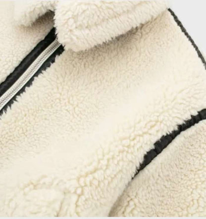 Beige Fleece Jas Zachte Warme Oversized Teddy voering Dames