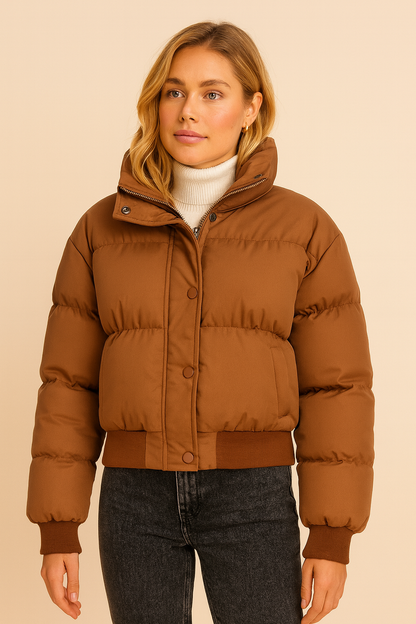 Korte Puffer Winterjas voor Dames Gewatteerd Lichtgewicht