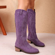 Bottes western cowboy avec broderie et talon bloc pour femmes
