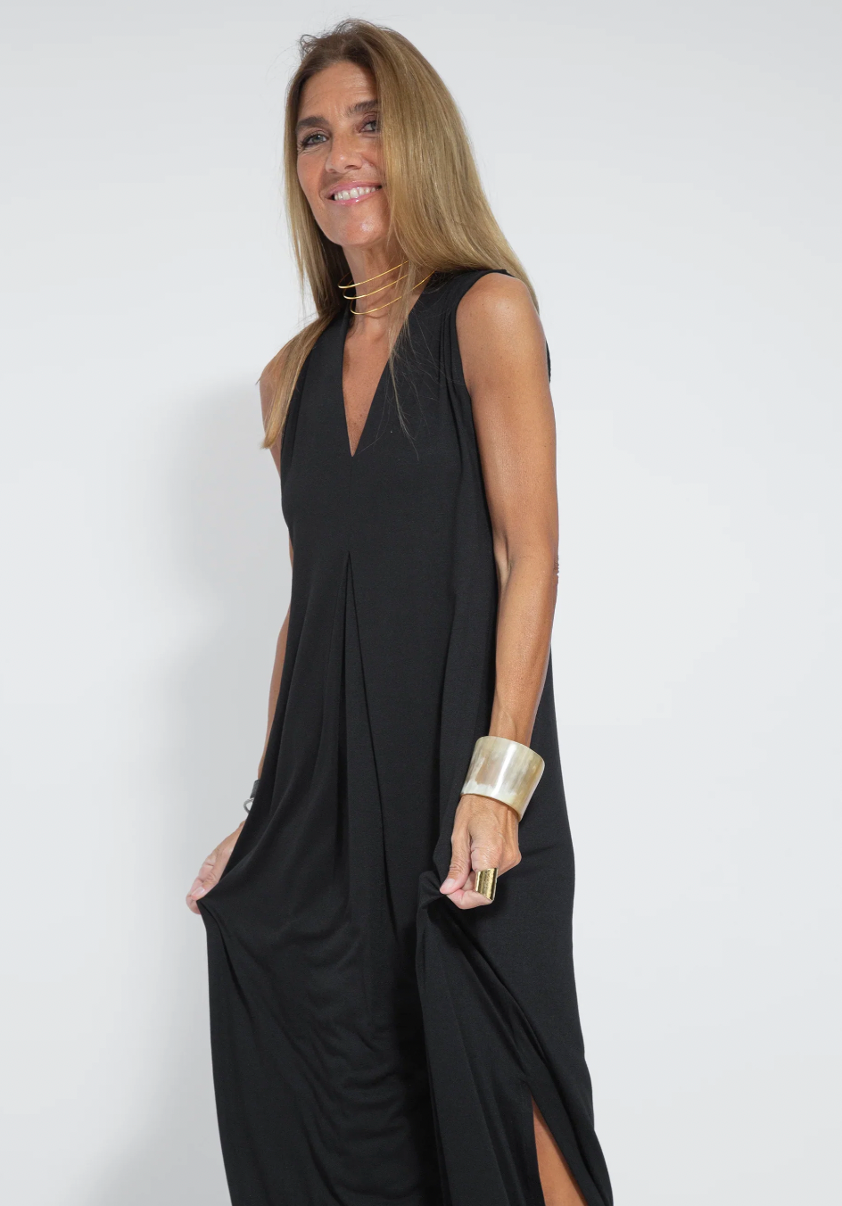 Maxi Dress with Vest and V-Neck for Women