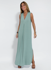 Maxi Dress with Vest and V-Neck for Women