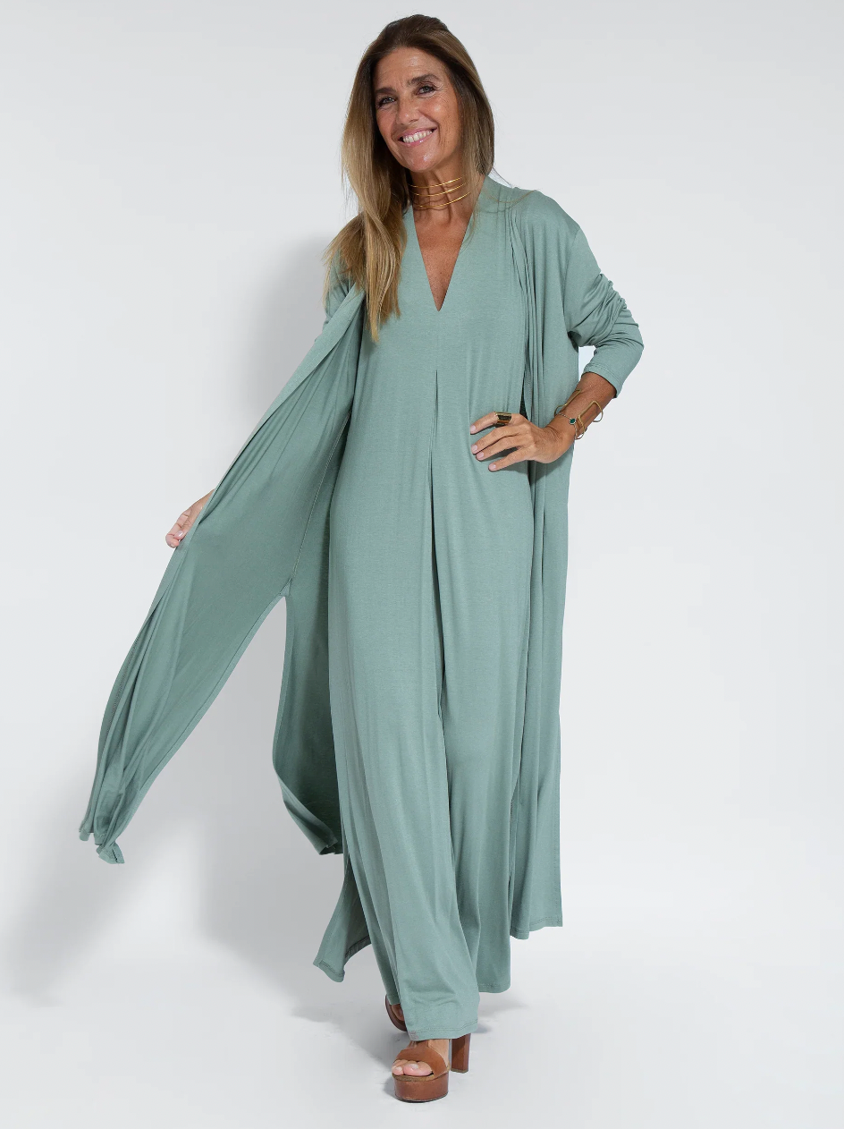 Maxi Dress with Vest and V-Neck for Women