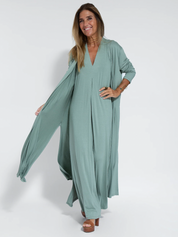 Maxi Dress with Vest and V-Neck for Women