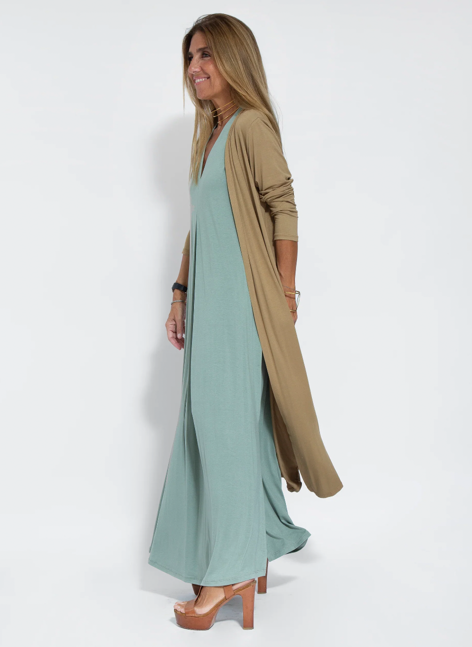 Maxi Dress with Vest and V-Neck for Women