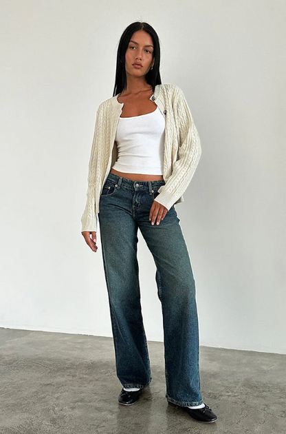 Lage Taille Wijde Pijpen Jeans Dames met Stretch