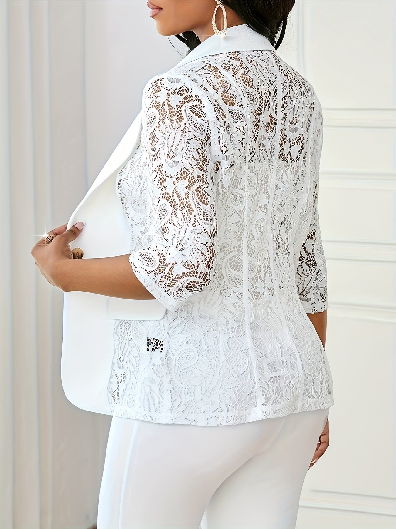 Bo - Blazer met contrast kant en driekwart mouwen