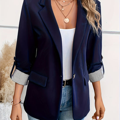 Lieke - Blazer met roll-up mouwen en enkele knoopsluiting