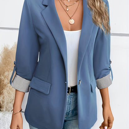 Lieke - Blazer met roll-up mouwen en enkele knoopsluiting