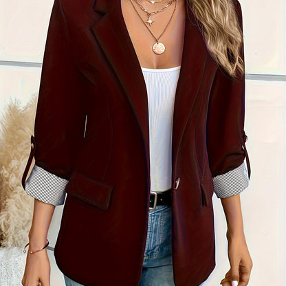 Lieke - Blazer met roll-up mouwen en enkele knoopsluiting