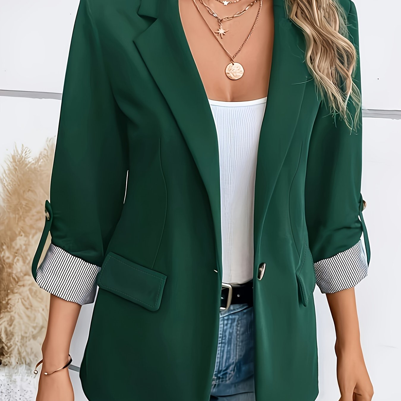 Lieke - Blazer met roll-up mouwen en enkele knoopsluiting