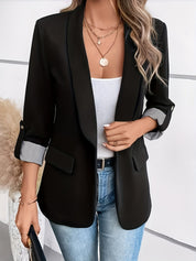 Lieke - Blazer met roll-up mouwen en enkele knoopsluiting